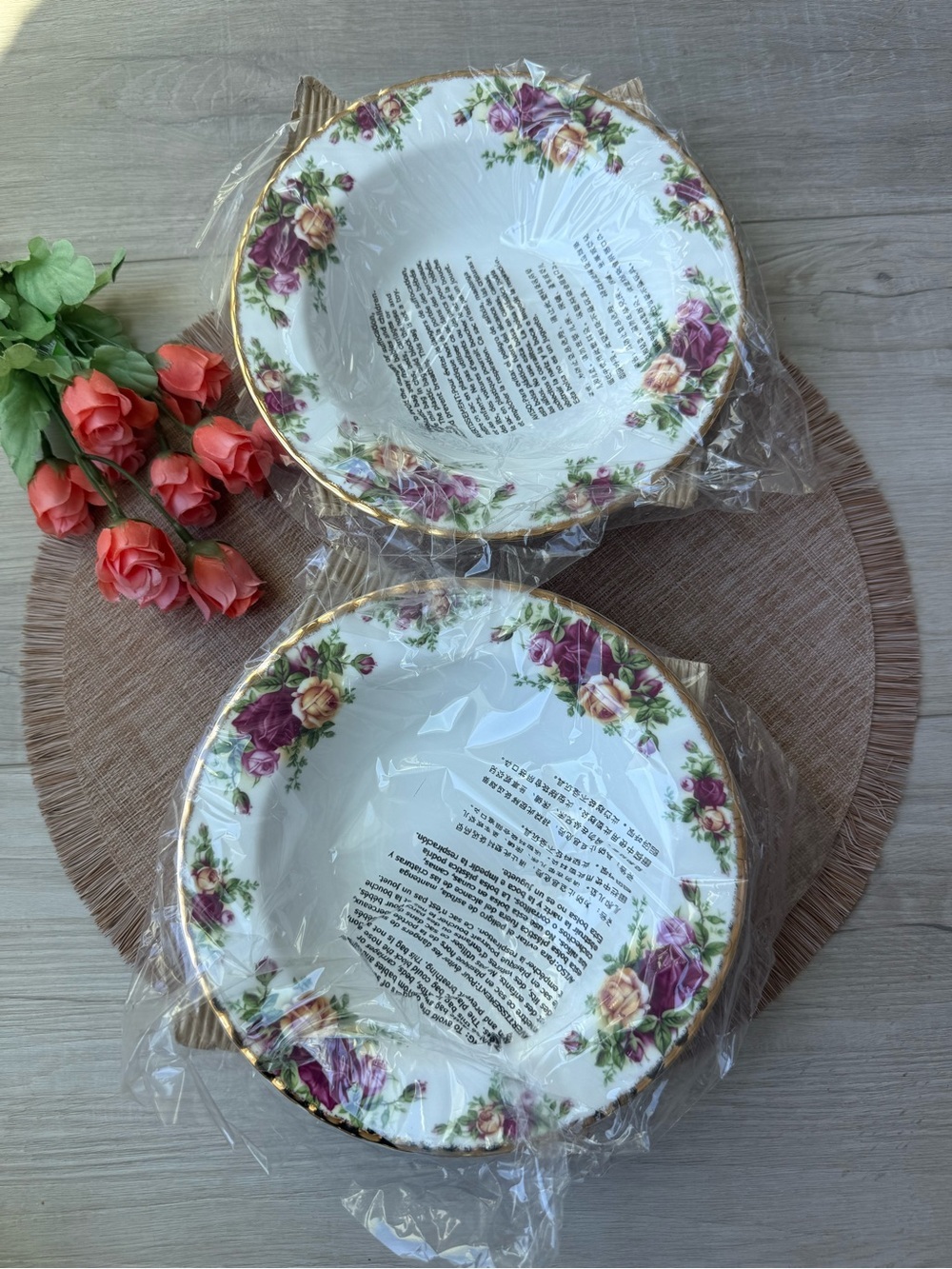 Royal Albert Old Country Roses
Soup Bowls Gold Trim Rim New
